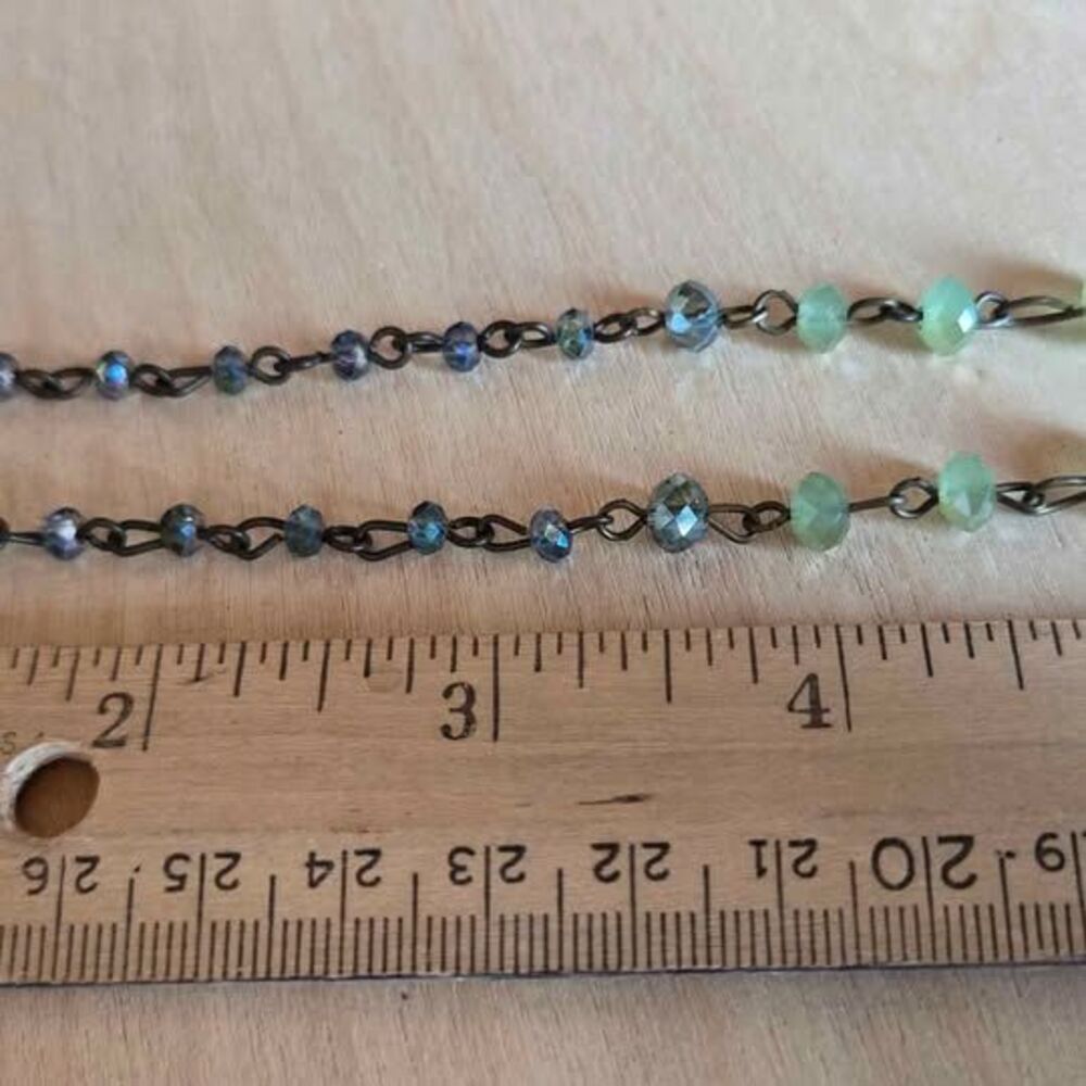 Long Crystal Dangle Earrings – Repurposed Vintage Beads – Boho Upcycled Jewelry